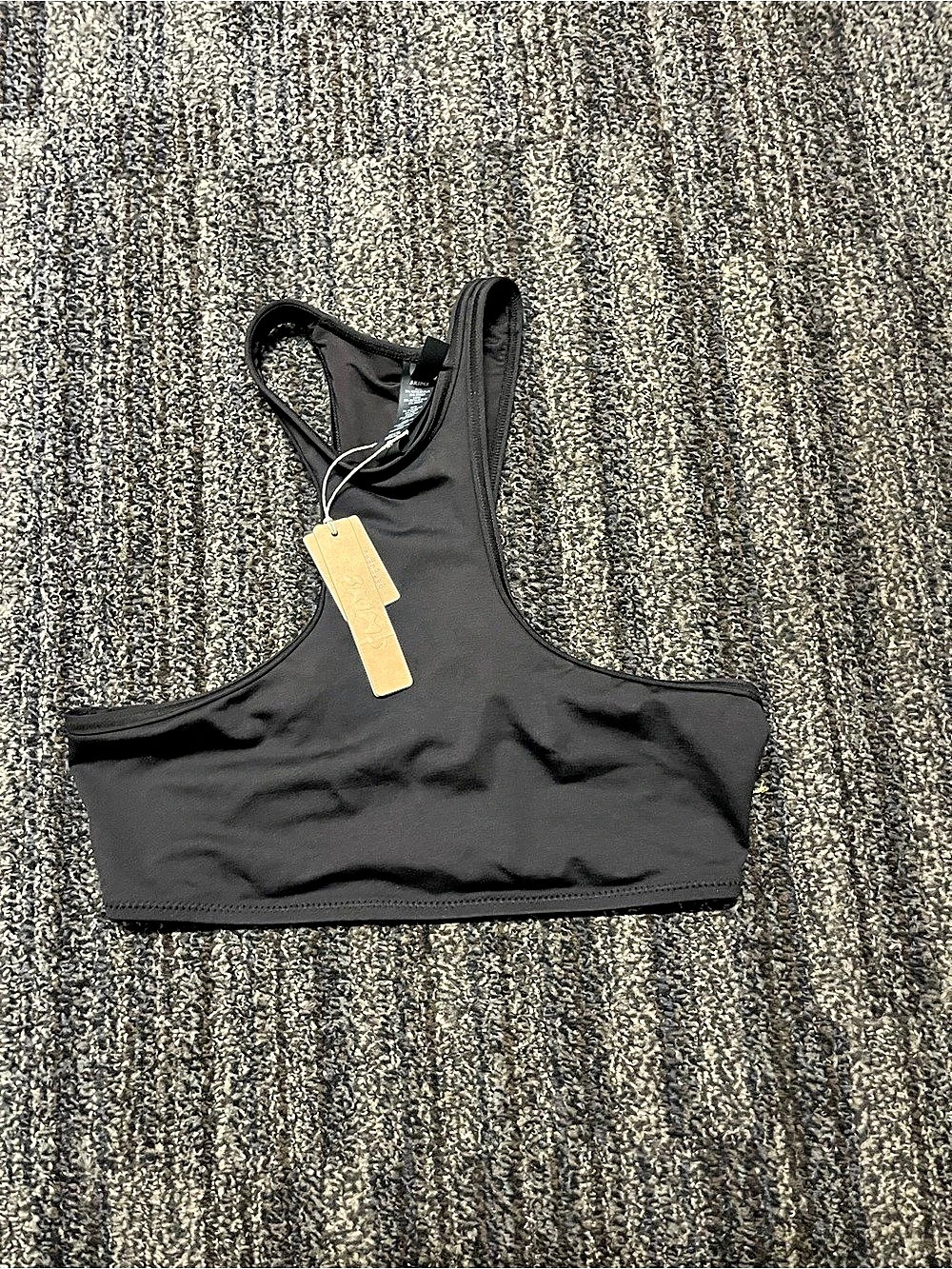 Skims Signature Swim High Neck Racerback Bikini Top Black XS
